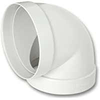Curva 90 ° Circular D-100 para ventilación canalizzata para tubo redondo- casquillo hembra – hembra de PVC color blanco